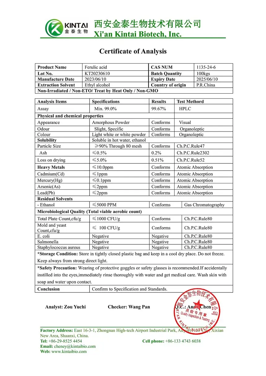 COA of Ferulic Acid COA of Ferulic Acid