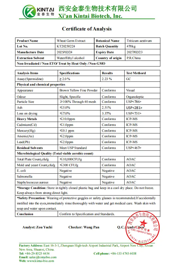 Wheat Germ Extract Powder COA