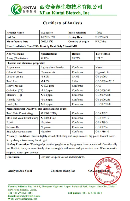 Healthkintai® Lotus Leaf Extract COA Healthkintai® Lotus Leaf Extract COA